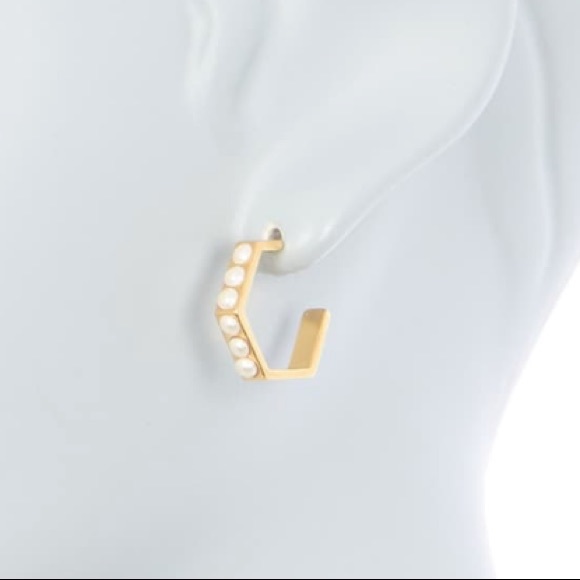 ALEX AND ANI SWAROVSKI PEARL HONEYCOMB EARRINGS - Picture 2 of 6